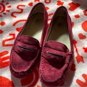 GH Bass Women’s Loafers Flats Burgundy Suede Leather 8M